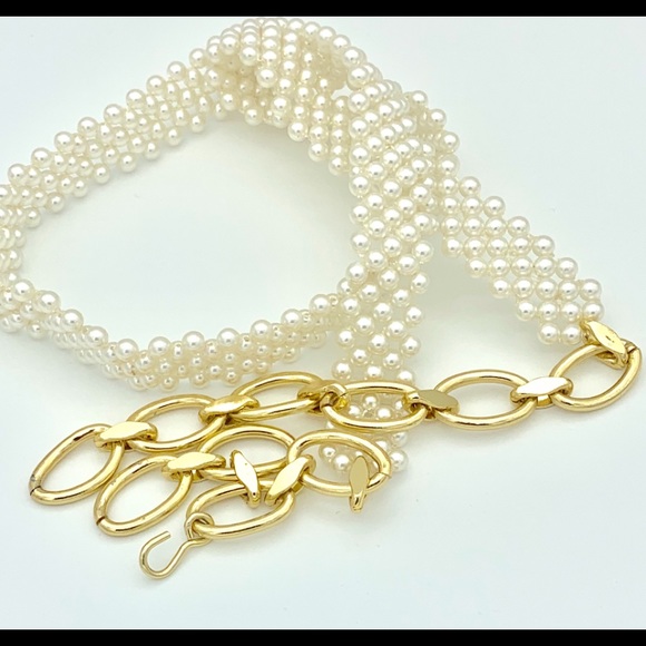 Vintage Belt Faux Pearl Gold Chain Classic 80’s - Picture 4 of 7